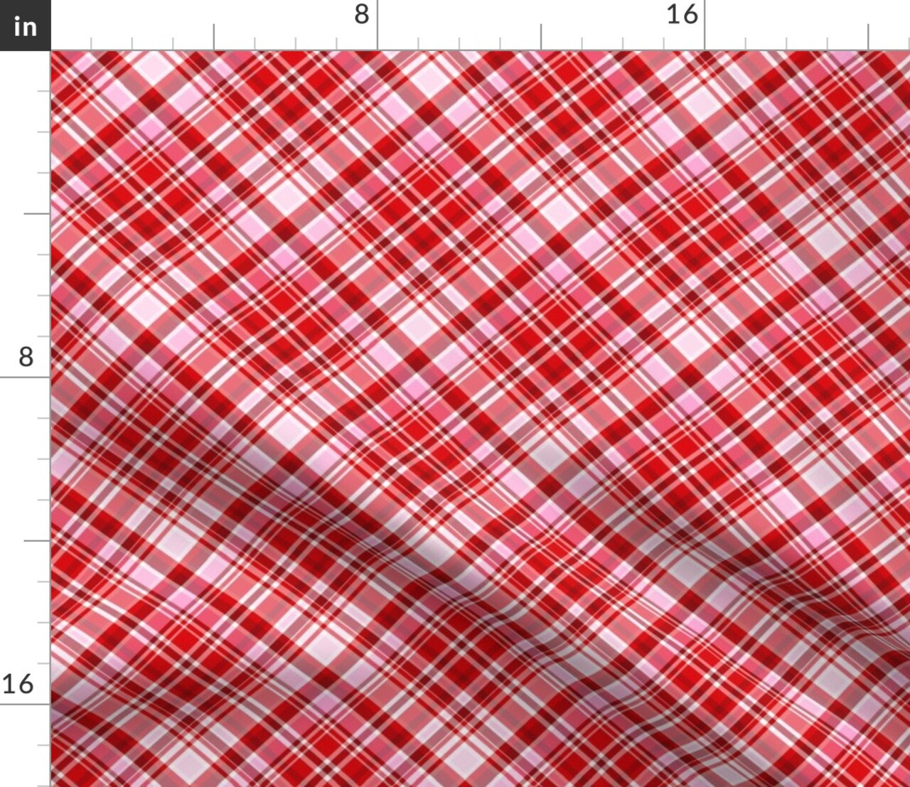 Day Plaid Red Pink Valentines Custom Printed Fabric by Spoonflower Various Fabrics by the Yard or Fat Quarter